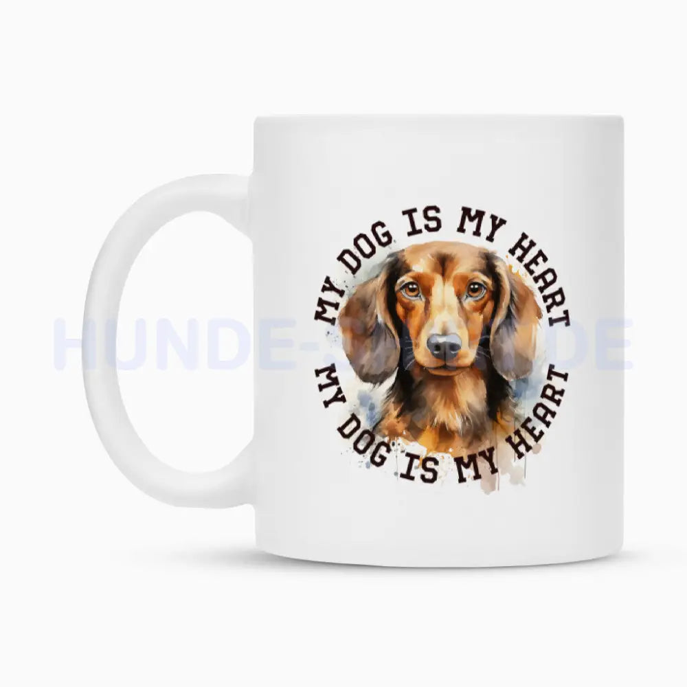 Tasse "Langhaar Dackel HEART" – hunde-shirt.de