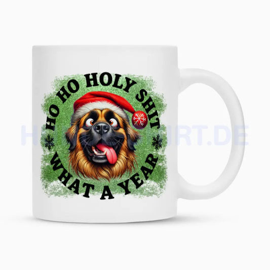 Tasse "Leonberger - HO HO..." Weiß – hunde-shirt.de