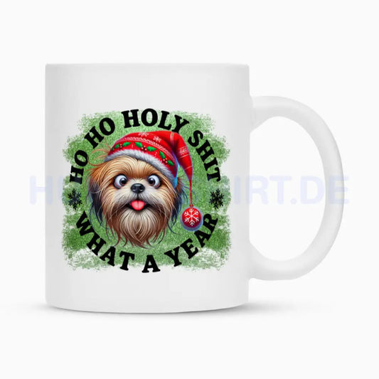 Tasse "Lhasa Apso - HO HO..." Weiß – hunde-shirt.de