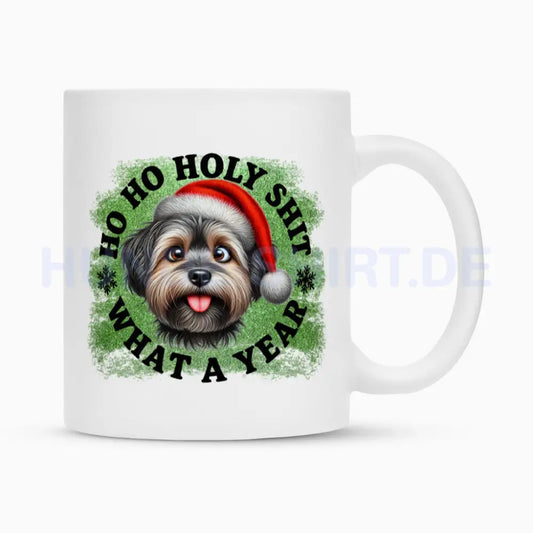 Tasse "Löwchen - HO HO..." Weiß – hunde-shirt.de