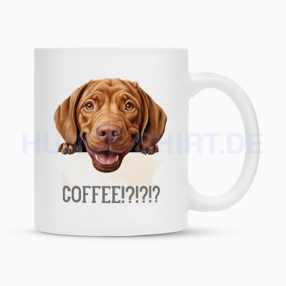 Tasse "Magyar Vizsla - Coffee!?!" Weiß – hunde-shirt.de