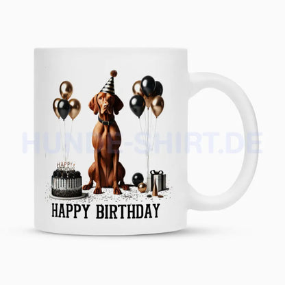 Tasse "Magyar Vizsla - Geburtstag" Weiß – hunde-shirt.de