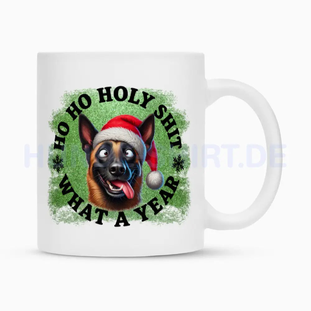 Tasse "Malinois - HO HO..." Weiß – hunde-shirt.de