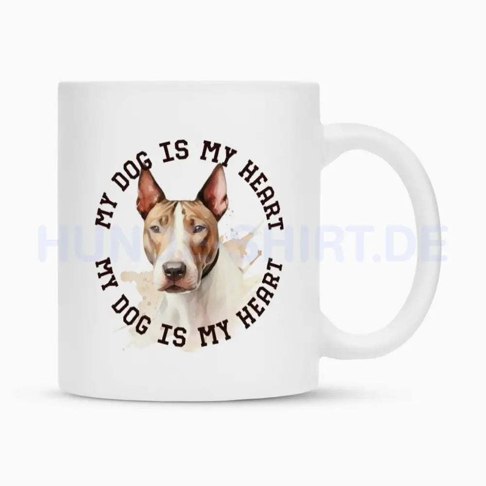 Tasse "Miniature Bullterrier HEART" Weiß – hunde-shirt.de