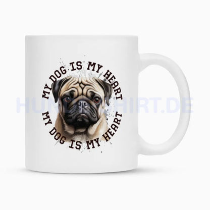 Tasse "Mops HEART" Weiß – hunde-shirt.de