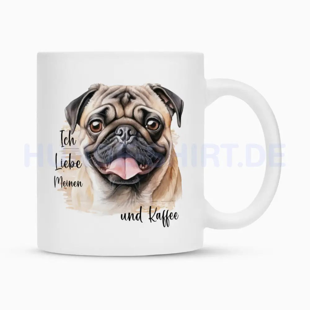 Tasse "Mops - Ich liebe meinen..." Weiß – hunde-shirt.de