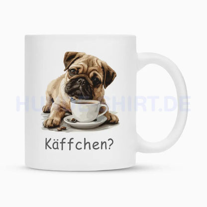 Tasse "Mops - Käffchen?" Weiß – hunde-shirt.de