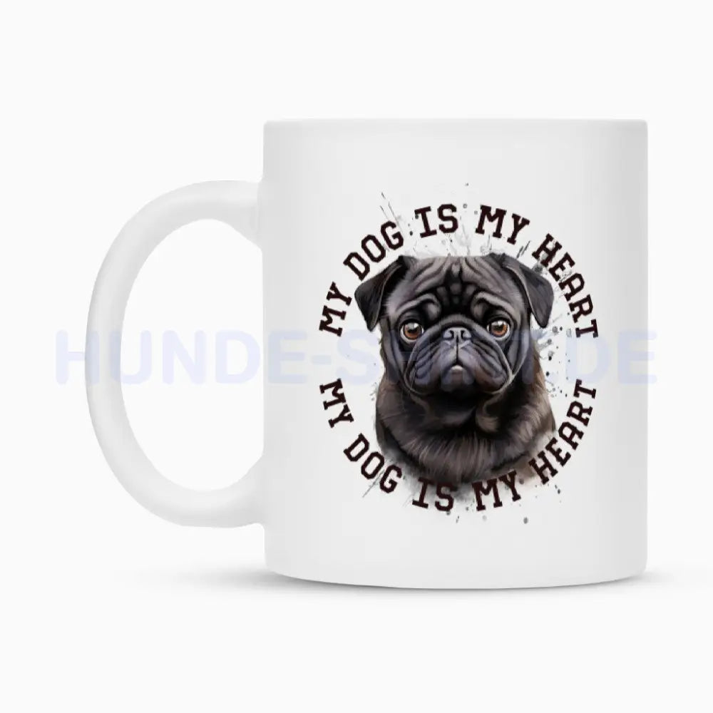 Tasse "Mops schwarz HEART" – hunde-shirt.de