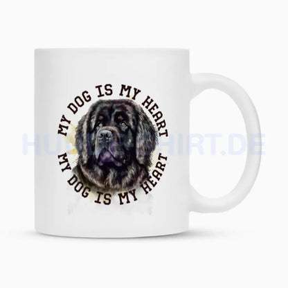 Tasse "Neufundländer gestromt HEART" Weiß – hunde-shirt.de