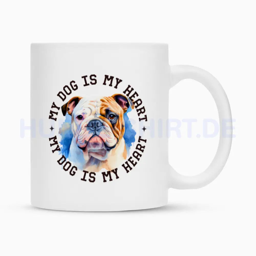 Tasse "Old English Bulldog HEART" Weiß – hunde-shirt.de