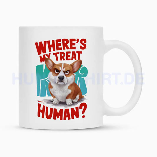 Tasse "Pambroke Welsh Corgi - Treat" Weiß – hunde-shirt.de