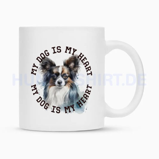 Tasse "Papillon HEART 2" Weiß – hunde-shirt.de