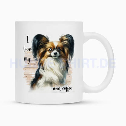 Tasse "Papillon - I love..." Weiß – hunde-shirt.de