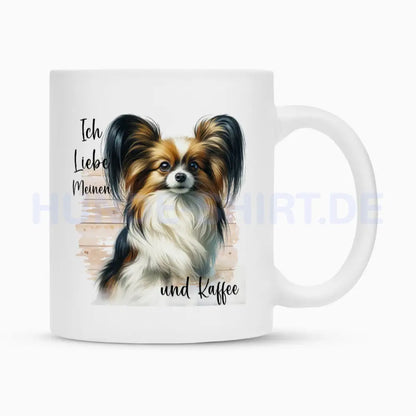 Tasse "Papillon - Ich liebe..." Weiß – hunde-shirt.de