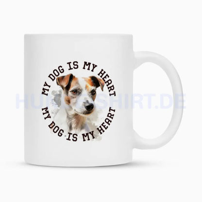 Tasse "Parson Russell Terrier HEART" Weiß – hunde-shirt.de