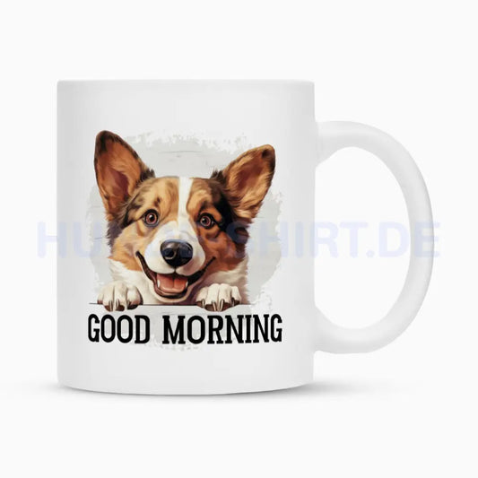 Tasse "Pembroke Welsh Corgi ( Cardigan ) - Good Morning" Weiß – hunde-shirt.de