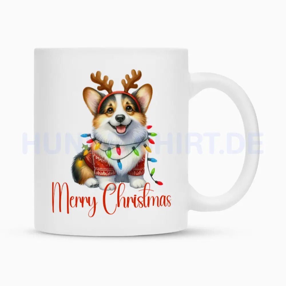 Tasse "Pembroke Welsh Corgi ( Cardigan ) - Merry Christmas" Weiß – hunde-shirt.de