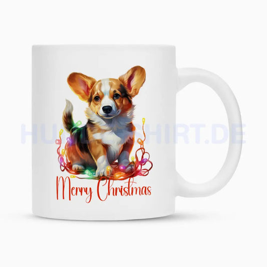 Tasse "Pembroke Welsh Corgi - Merry Christmas" Weiß – hunde-shirt.de