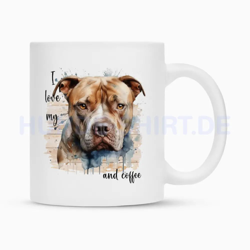 Tasse "Pit Bull - I love..." Weiß – hunde-shirt.de