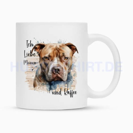 Tasse "Pit Bull - Ich liebe..." Weiß – hunde-shirt.de