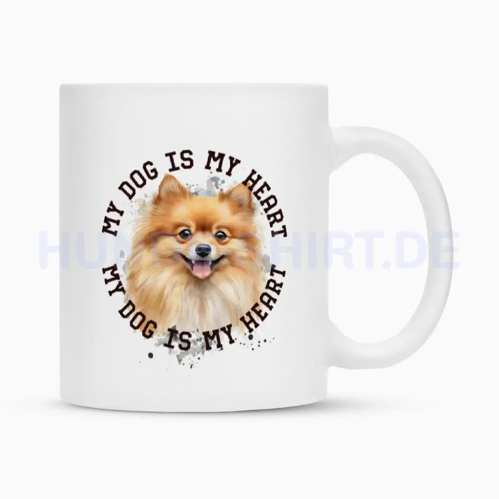 Tasse "Pomeranian braun HEART" Weiß – hunde-shirt.de