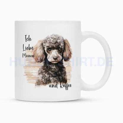 Tasse "Pudel ( grau ) - Ich liebe..." Weiß – hunde-shirt.de