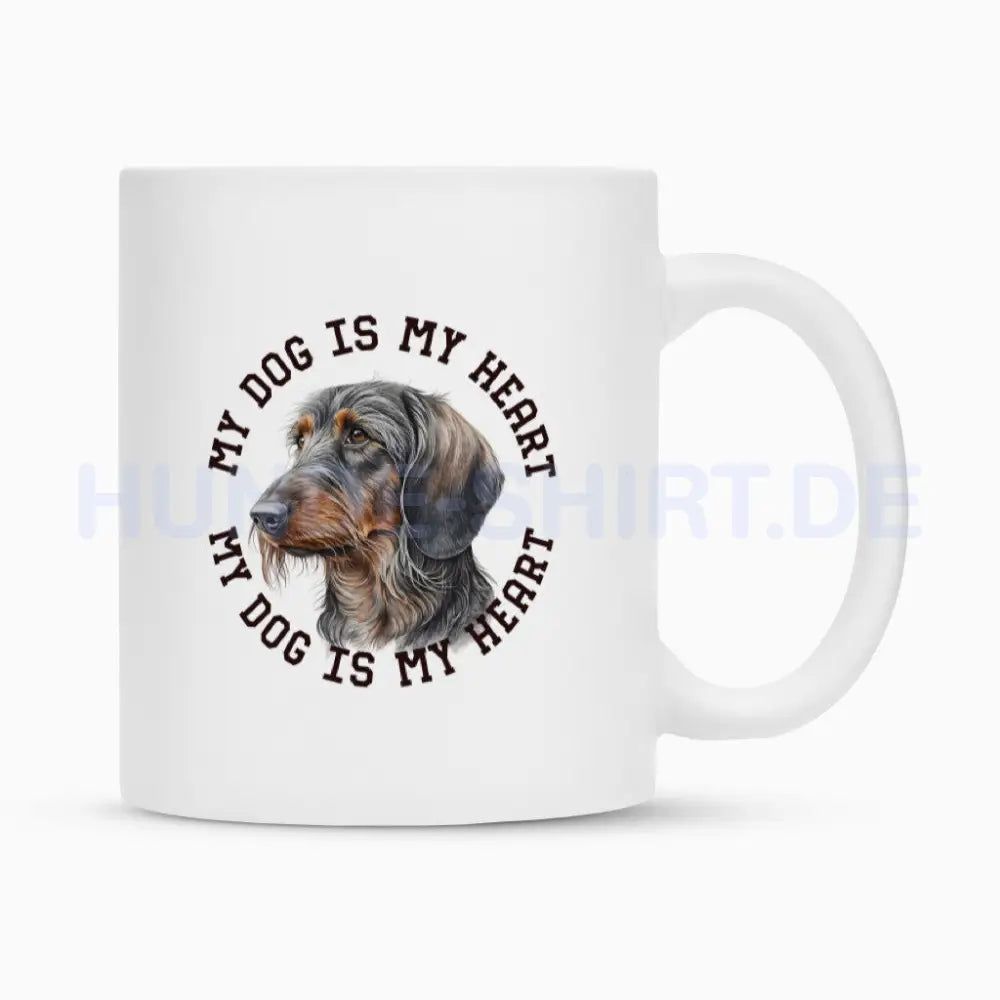 Tasse "Rauhaar Dackel HEART" Weiß – hunde-shirt.de