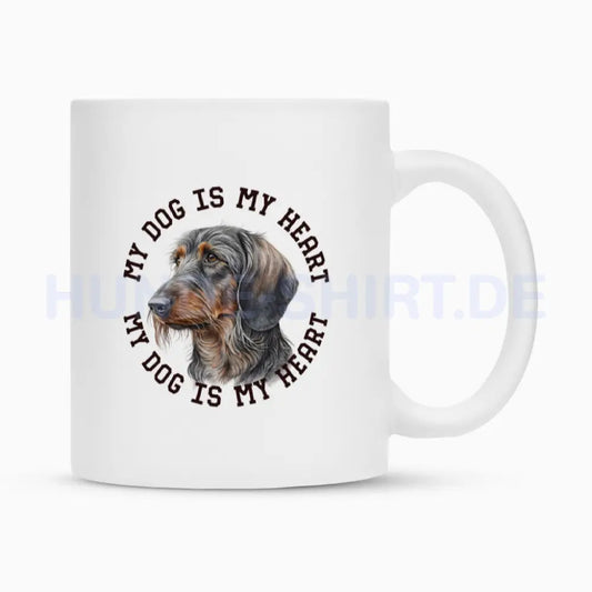 Tasse "Rauhaar Dackel HEART" Weiß – hunde-shirt.de