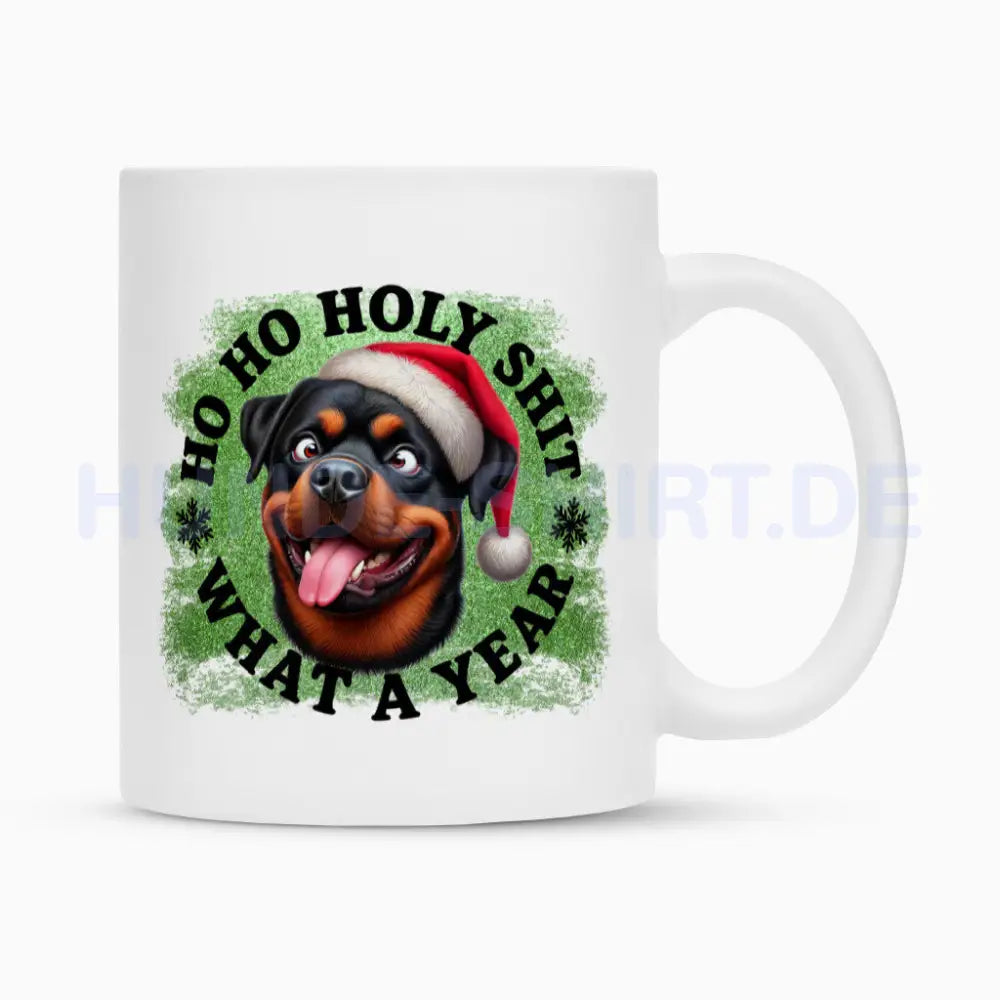 Tasse "Rottweiler - HO HO..." Weiß – hunde-shirt.de