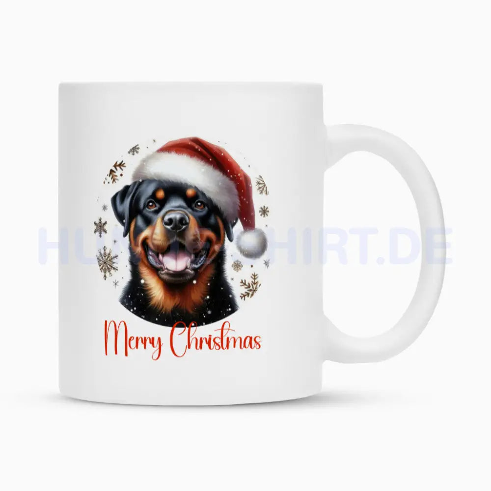 Tasse "Rottweiler - Merry Christmas" Weiß – hunde-shirt.de