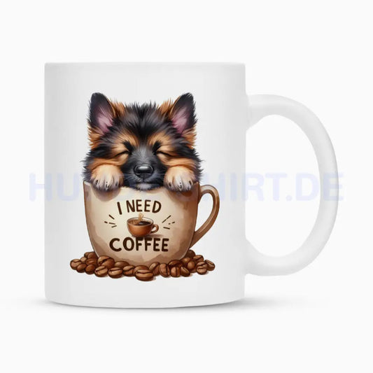 Tasse "Schäferhund - I need..." Weiß – hunde-shirt.de