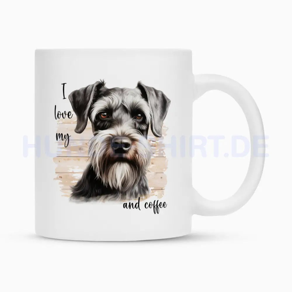 Tasse "Schnauzer ( dunkel ) - I love..." Weiß – hunde-shirt.de