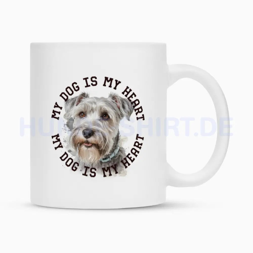 Tasse "Schnauzer hellgrau HEART" Weiß – hunde-shirt.de