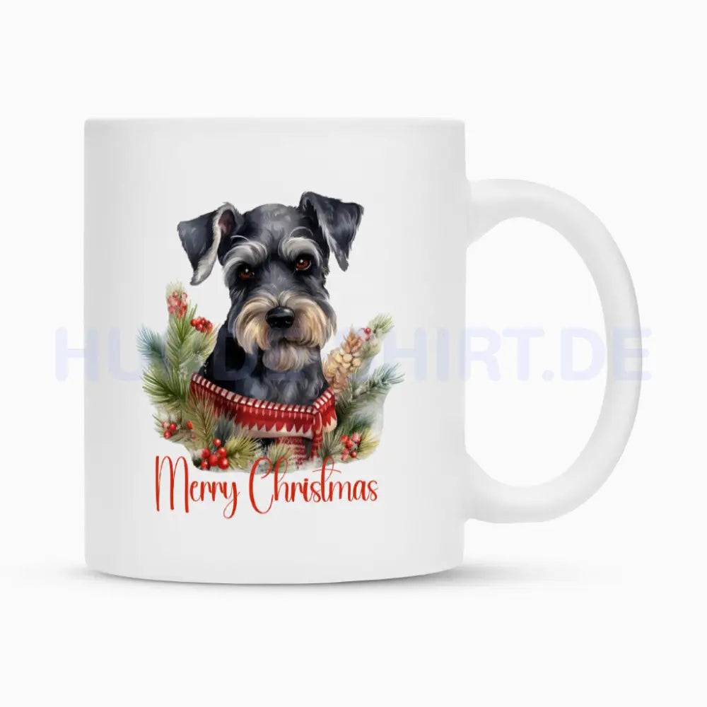 Tasse "Schnauzer - Merry Christmas" Weiß – hunde-shirt.de