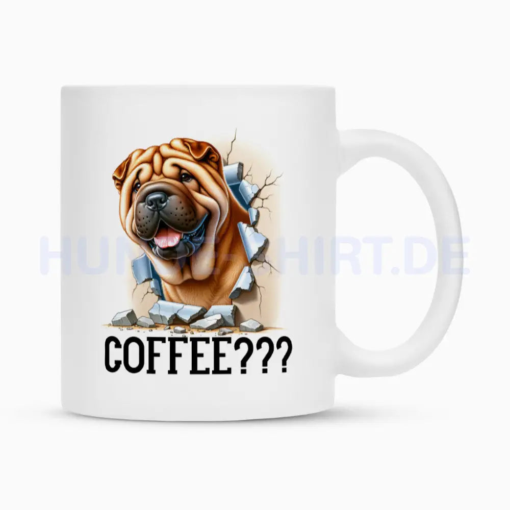 Tasse "Shar Pei - Coffee???" Weiß – hunde-shirt.de