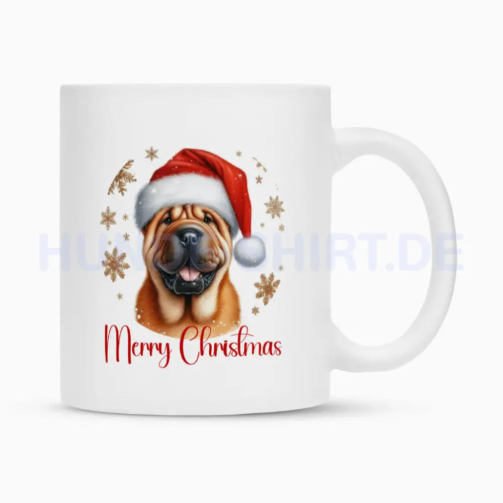 Tasse "Shar Pei - Merry Christmas" Weiß – hunde-shirt.de