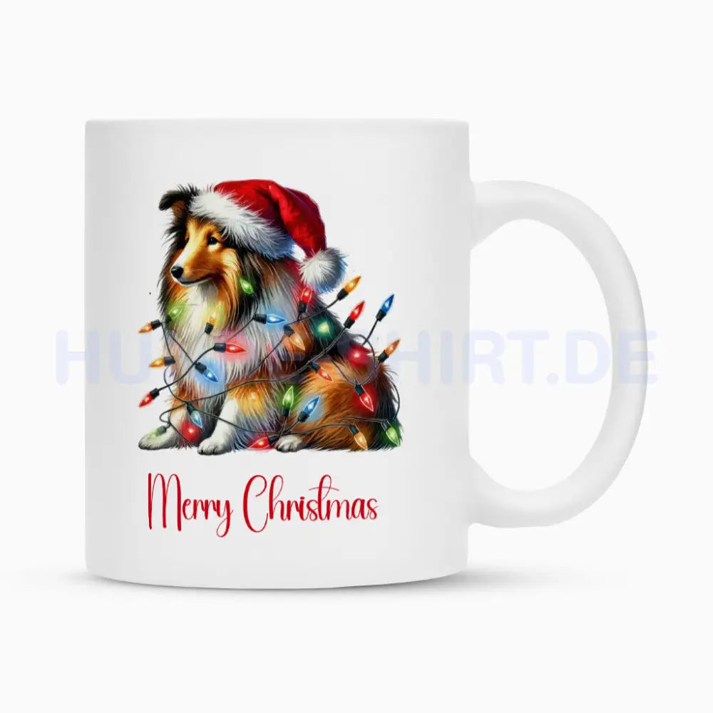 Tasse "Sheltie - Merry Christmas" Weiß – hunde-shirt.de