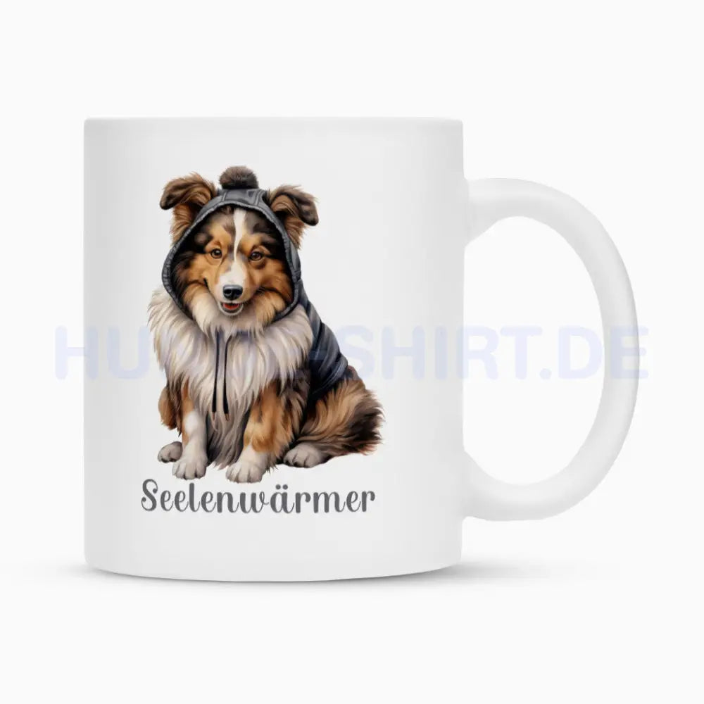 Tasse "Sheltie - Seelenwärmer" Weiß – hunde-shirt.de