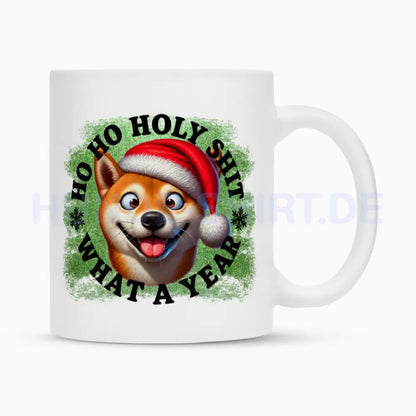 Tasse "Shiba Inu - HO HO..." Weiß – hunde-shirt.de