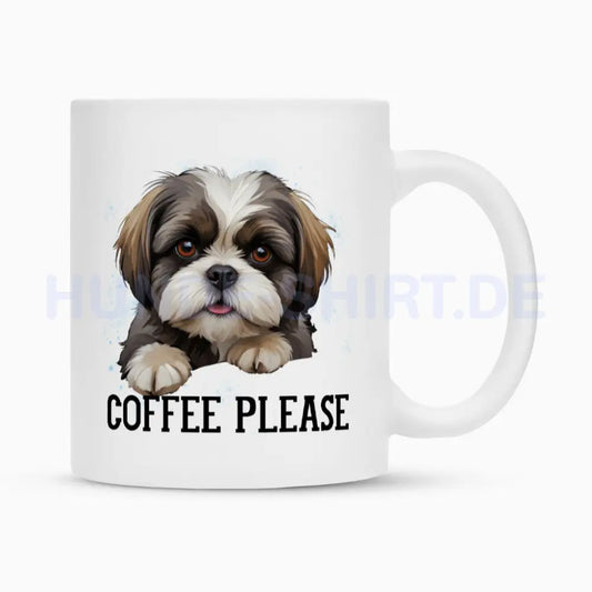 Tasse "Shih Tzu - Coffee please" Weiß – hunde-shirt.de