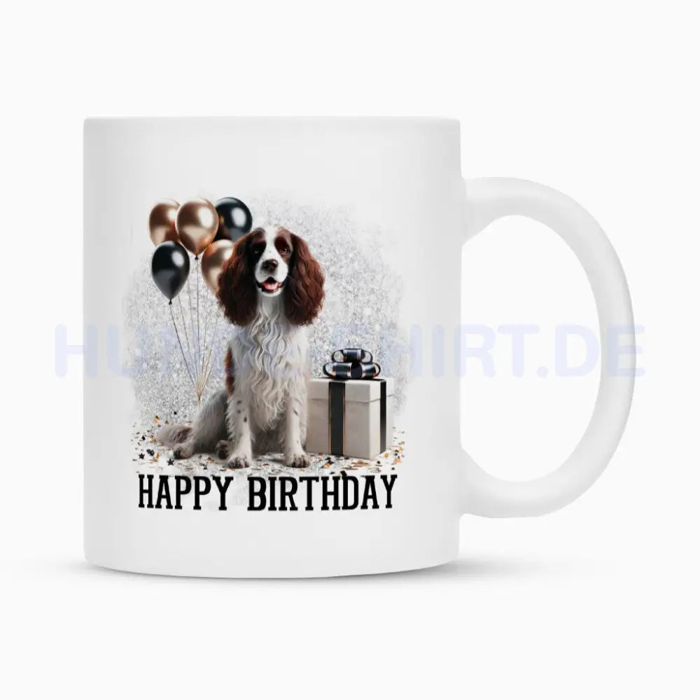 Tasse "Springer Spaniel - Happy Birthday" Weiß – hunde-shirt.de