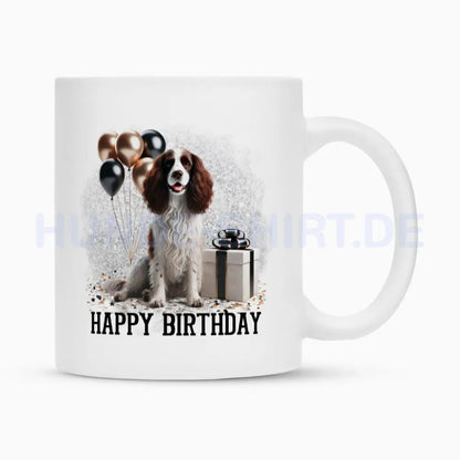 Tasse "Springer Spaniel - Happy Birthday" Weiß – hunde-shirt.de