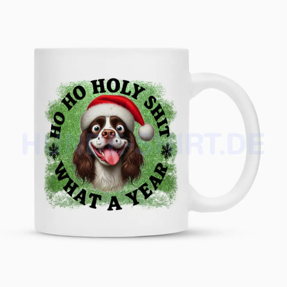 Tasse "Springer Spaniel - HO HO..." Weiß – hunde-shirt.de