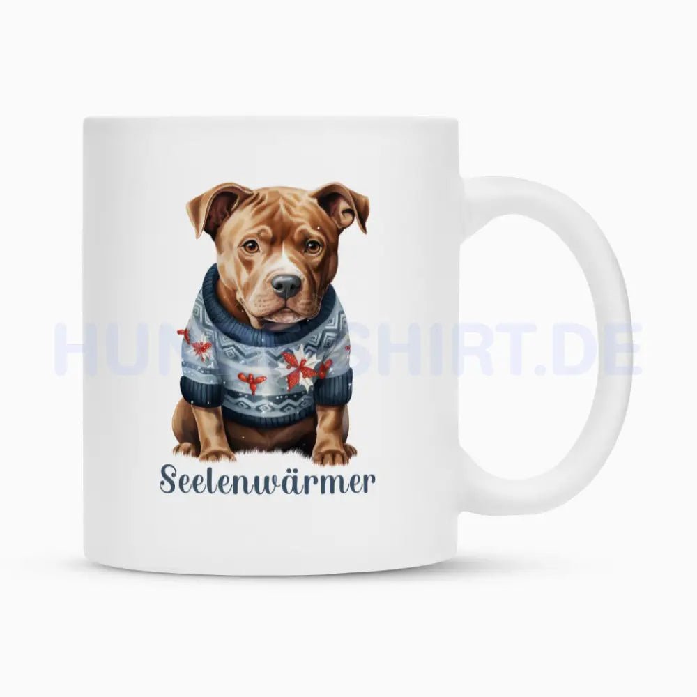 Tasse "Staffordshire Bull Terrier - Seelenwärmer" Weiß – hunde-shirt.de