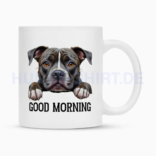 Tasse "Staffordshire Terrier - Good Morning 2" Weiß – hunde-shirt.de