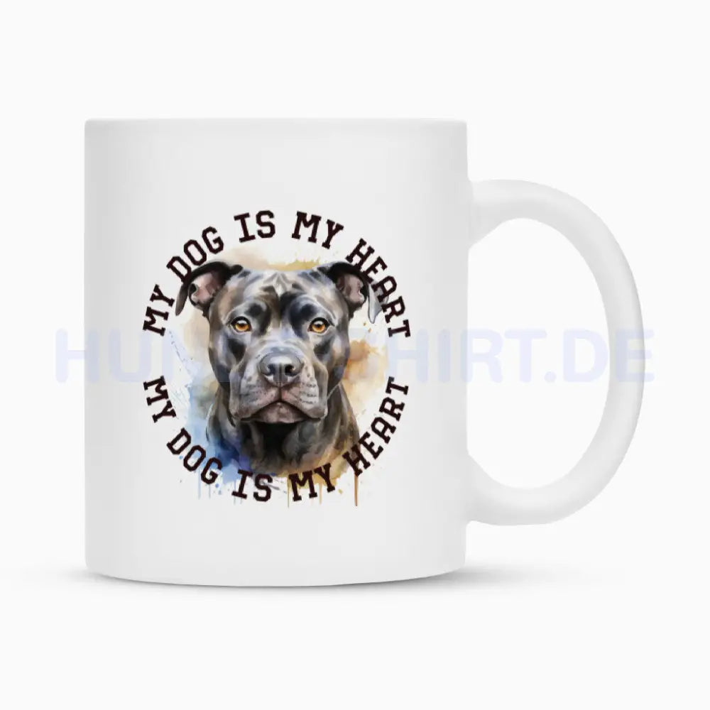 Tasse "Staffordshire Terrier grau" Weiß – hunde-shirt.de