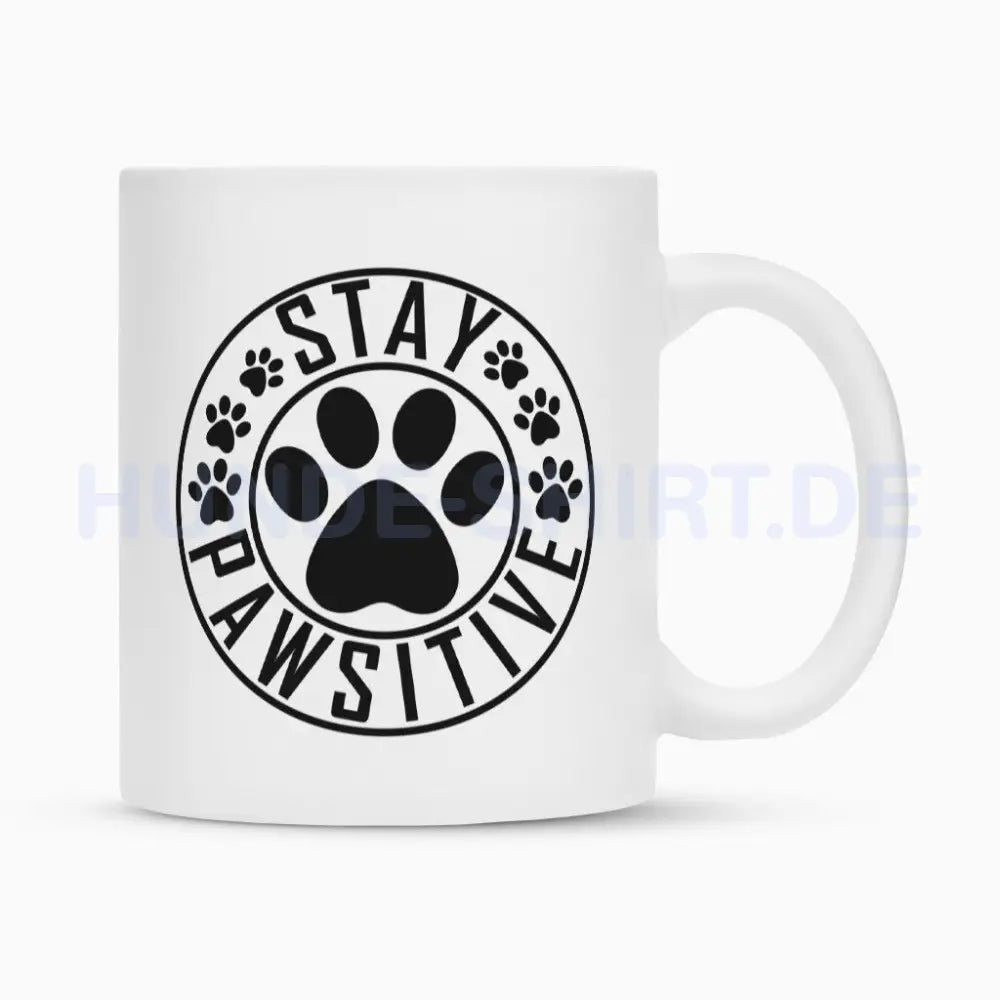 Tasse "Stay PAWsitive" Weiß – hunde-shirt.de