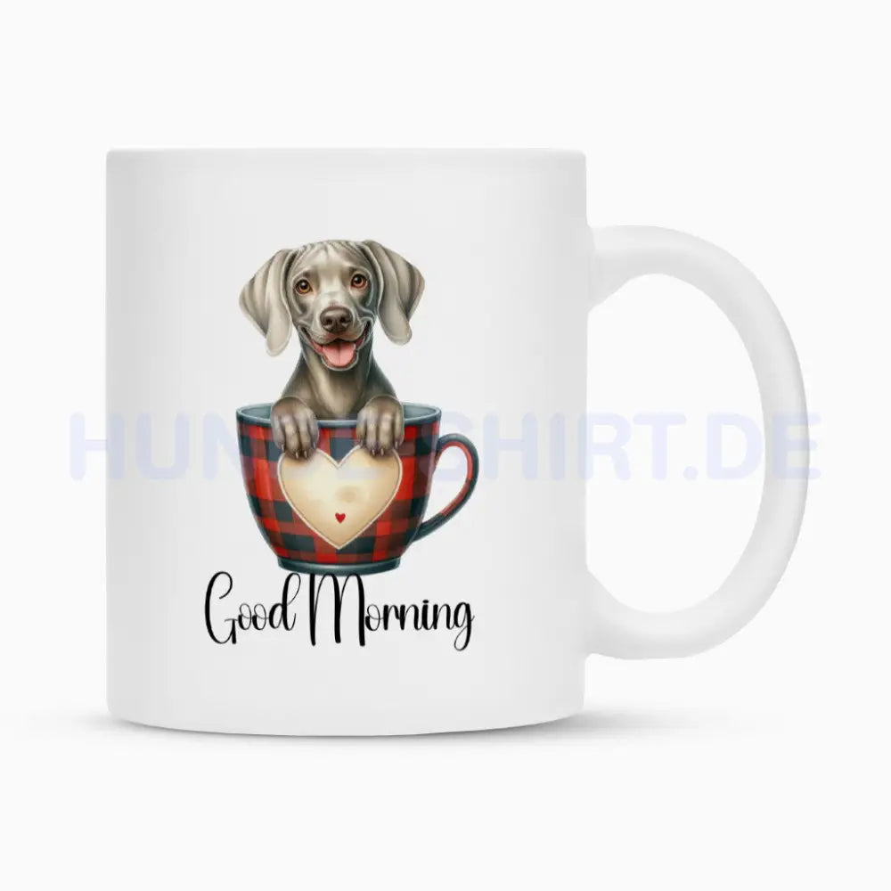 Tasse "Weimaraner - Good Morning" Weiß – hunde-shirt.de