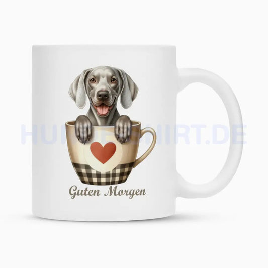 Tasse "Weimaraner - Guten Morgen" Weiß – hunde-shirt.de