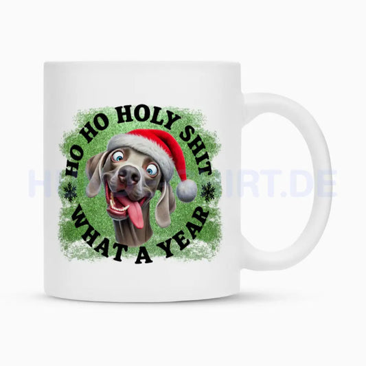 Tasse "Weimaraner - HO HO..." Weiß – hunde-shirt.de